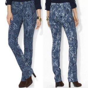 LRL RALPH LAUREN INDIGO SOUTHWEST DESIGN FLARE LEG JEANS SIZE 12 EUC